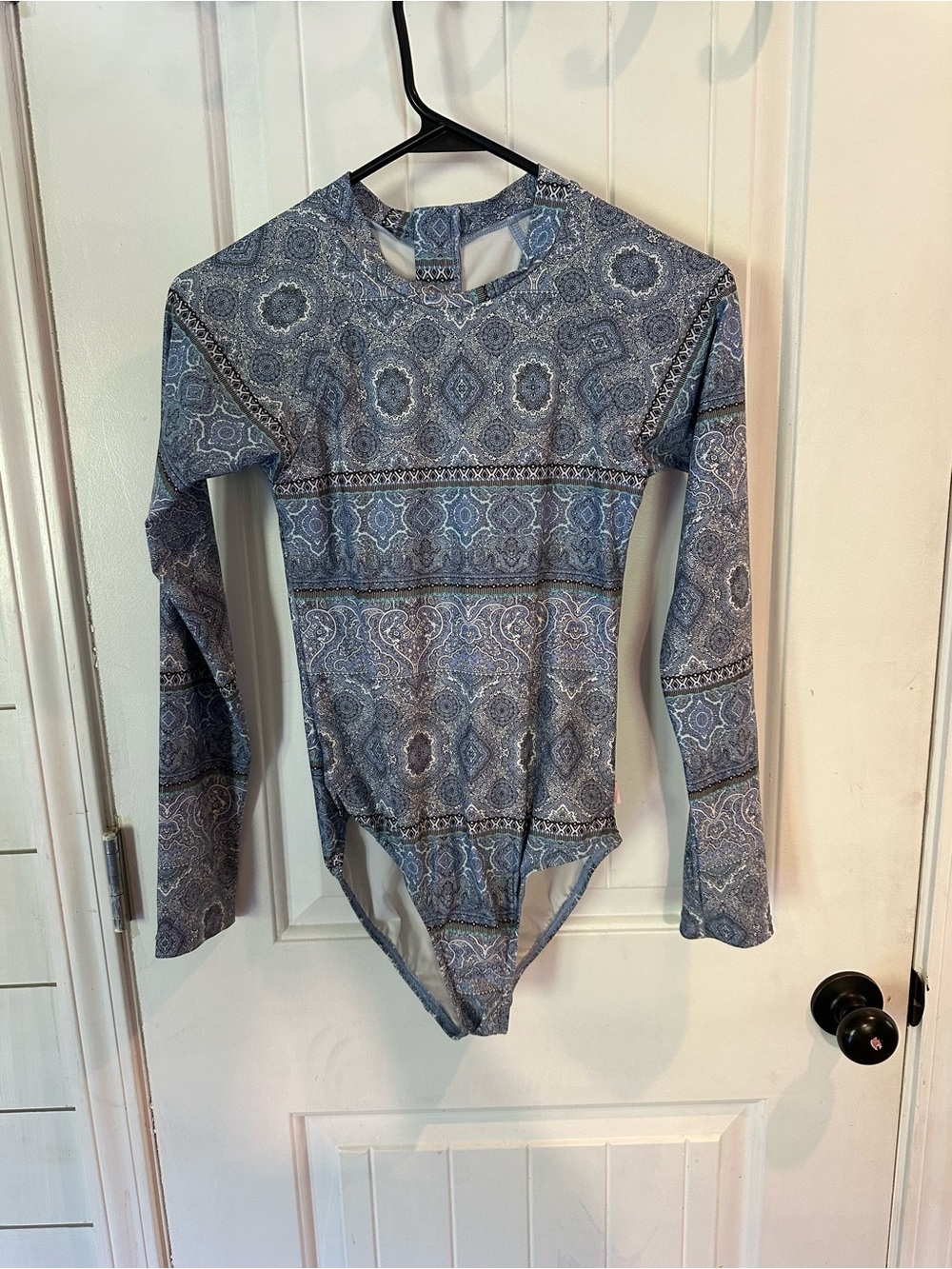Seafolly Blue Paisley-Print Long Sleeve Rashguard One-Piece